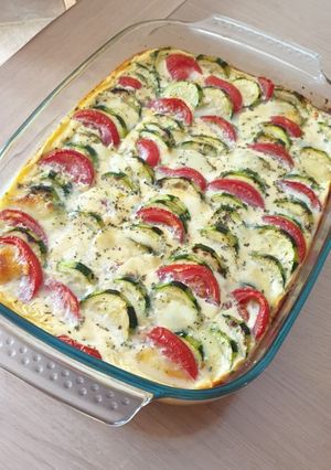 Une photo de Flan courgettes tomates et mozzarella