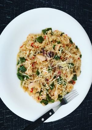 Foto principal de Risotto con calamar y judías planas