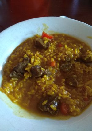Una foto de Arroz de verduras con carrillada