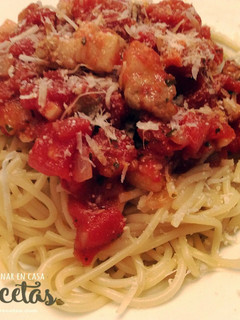 Una foto de Spaghetti Amatriciana