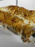 Crepes de maíz dulce y otra de espinacas con ricotta, gratinadas
