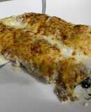 Crepes de maíz dulce y otra de espinacas con ricotta, gratinadas