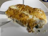 Crepes de maíz dulce y otra de espinacas con ricotta, gratinadas