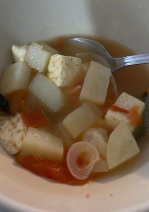Una foto de Caldo de papa con queso