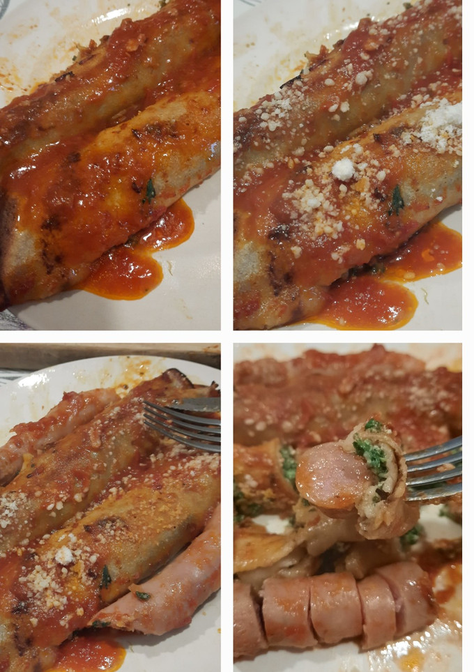 Una foto de Canelones de ricota y acelga con panqueques