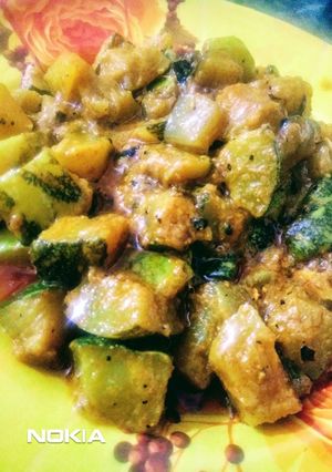 A picture of Bhandary wali Kaddu ki sabzi Marwadi chef Pankaj Mathur.