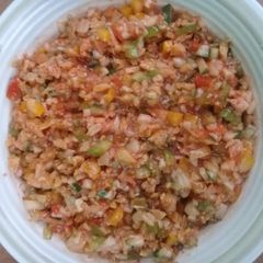 A picture of Just added salad with chilli sauce.