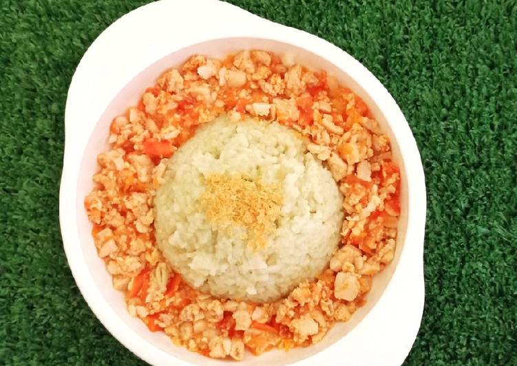 Resep Nasi Lemak Hijau Pandan &amp; Ayam Asam Manis (Mpasi 9M), Lezat Sekali