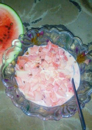 A picture of Watermelon with milk.