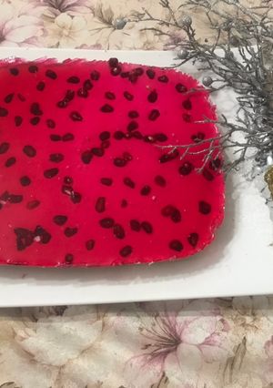عکسی از دستور چیز کیک یخچالی با ژله یلدایی