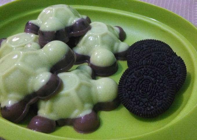 Puding alpukat milo oreo