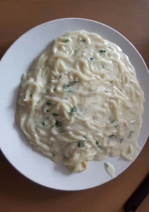 Una foto de Spaguettis con salsa de queso