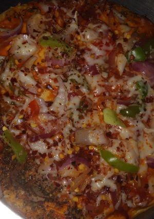 A picture of Homemade pizza without microwave.