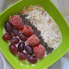 Overnight Oats Topped With Strawberries and Grapes A picture of Overnight Oats Topped With Strawberries and Grapes.