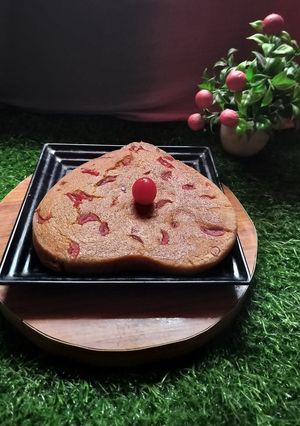 A picture of Semolina cherry cake.