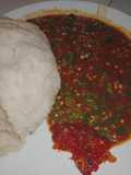 Fufu with lady finger soup