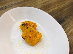 Hình của món Bữa xế: Bánh khoai lang nhân phô mai áp chảo cho bé ăn dặm (không bột mì).