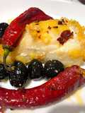 Baccalà con Peperoni Friarielli, Olive Nere e Pepe Rosso a Scaglie