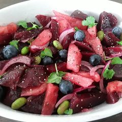 A picture of Sig's Watermelon and fresh Beetroot Salad.