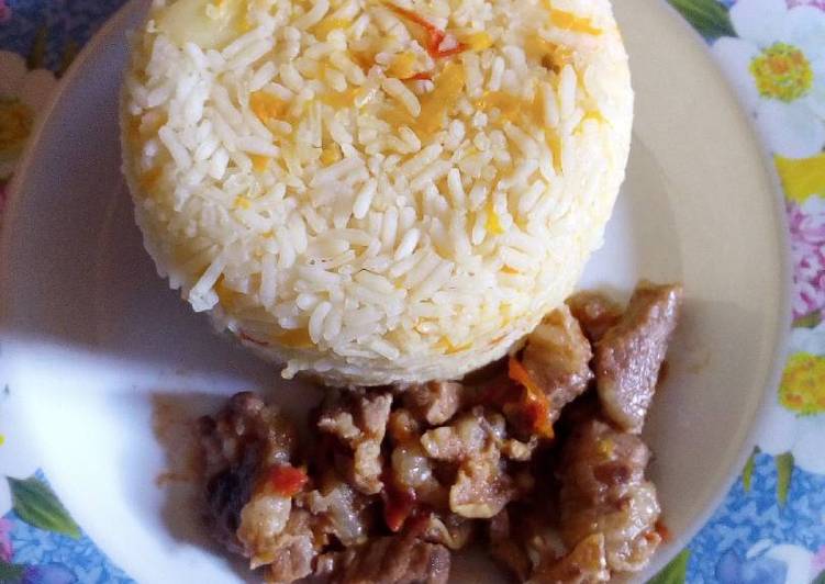 Step-by-Step Guide to Prepare Super Quick Homemade Braised rice served with beef stew