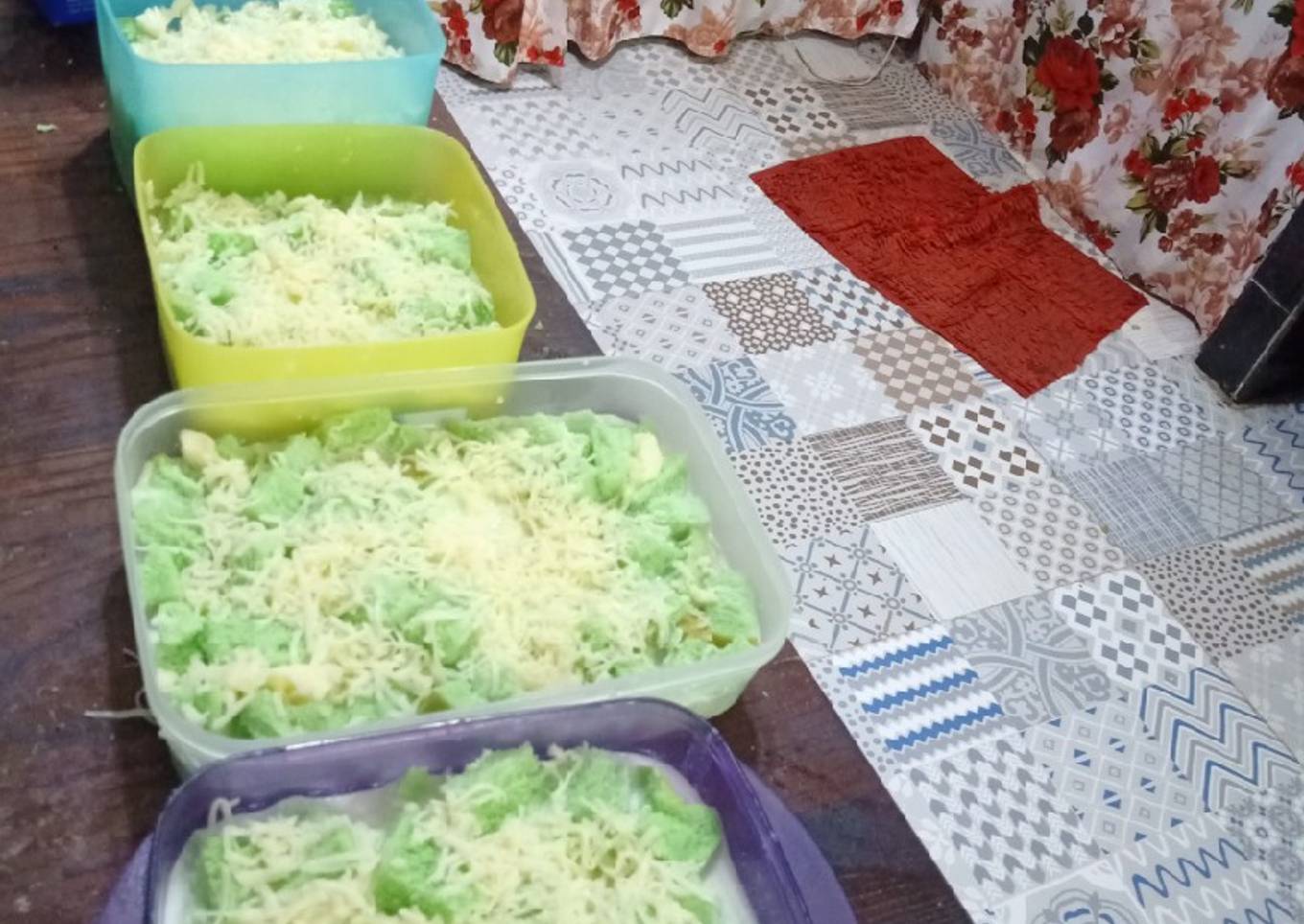 Setup roti tawar keju pandan