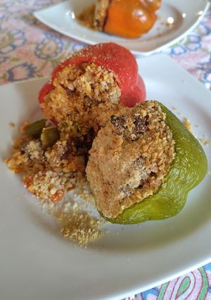 Une photo de Poivrons Farcis au Riz et à la Viande de Veau