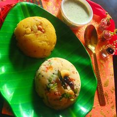 A picture of Bangalore special Chow Chow Bhat for breakfast.