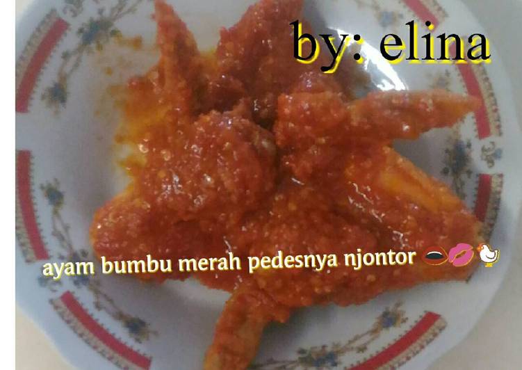 Resep Sayap ayam bumbu merah superr pedess njontor 🐔💋👄, Enak
