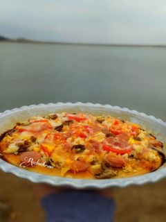 عکسی از دستور پیتزا مخلوط (گوشت، مرغ، قارچ، سوسیس)