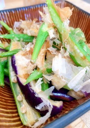 A picture of Simmered Eggplant and Okra.