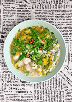 Hình của món Canh Chua Chả Cá Bông Điên Điển.