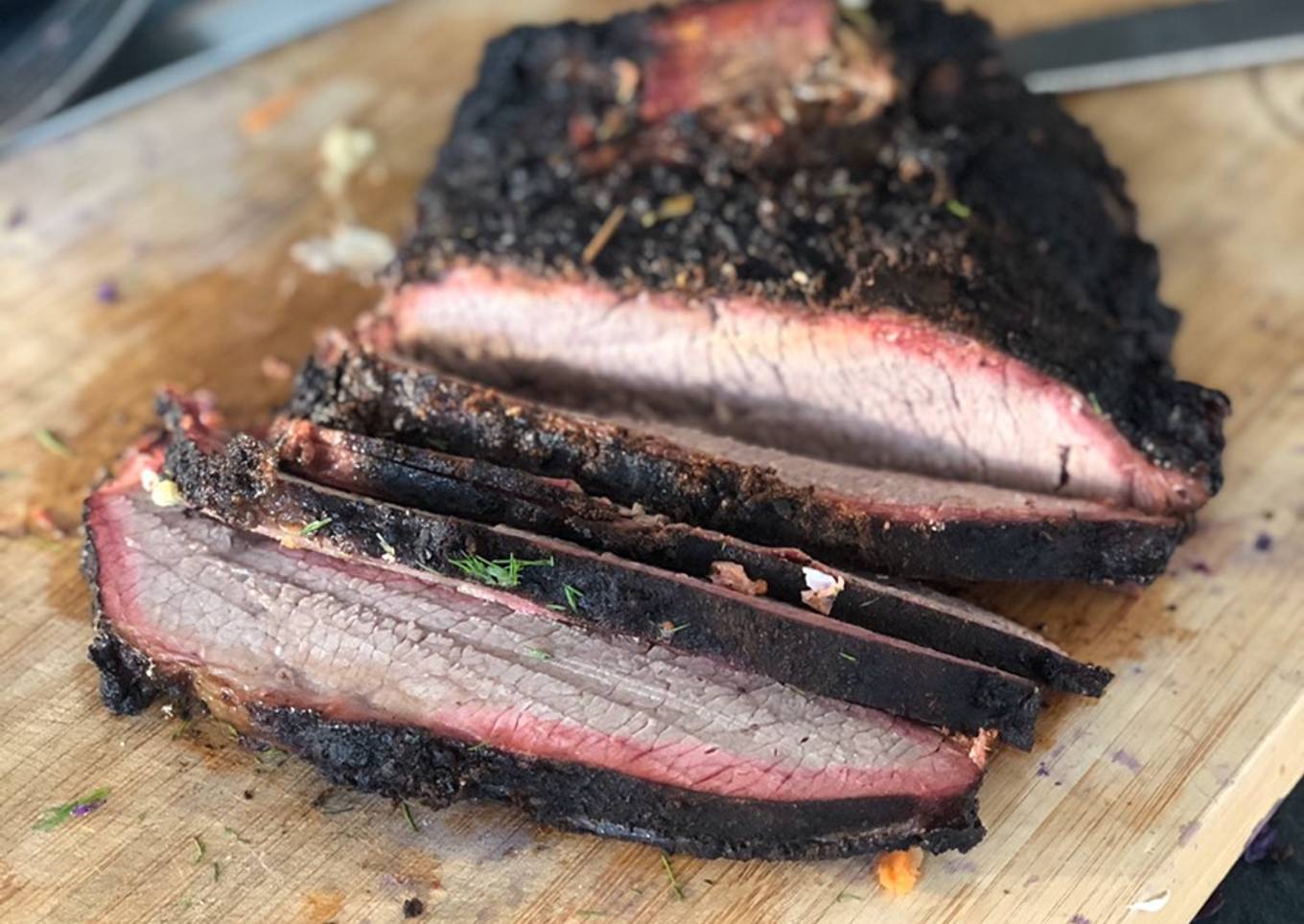Coffee rub smoked brisket - 8hrs slow and low