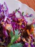 Ensalada fría de repollo morado y pimiento verde