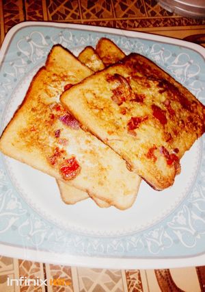 # Soyayyen bread da kwai ainihin hoton girkin
