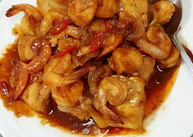 Udang tahu saos tiram