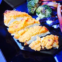 A picture of Hummus Crusted Chicken.