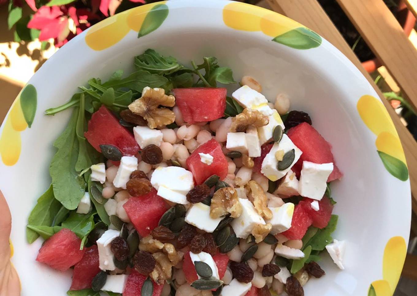 Ensalada fresca de alubias y sandía🍉