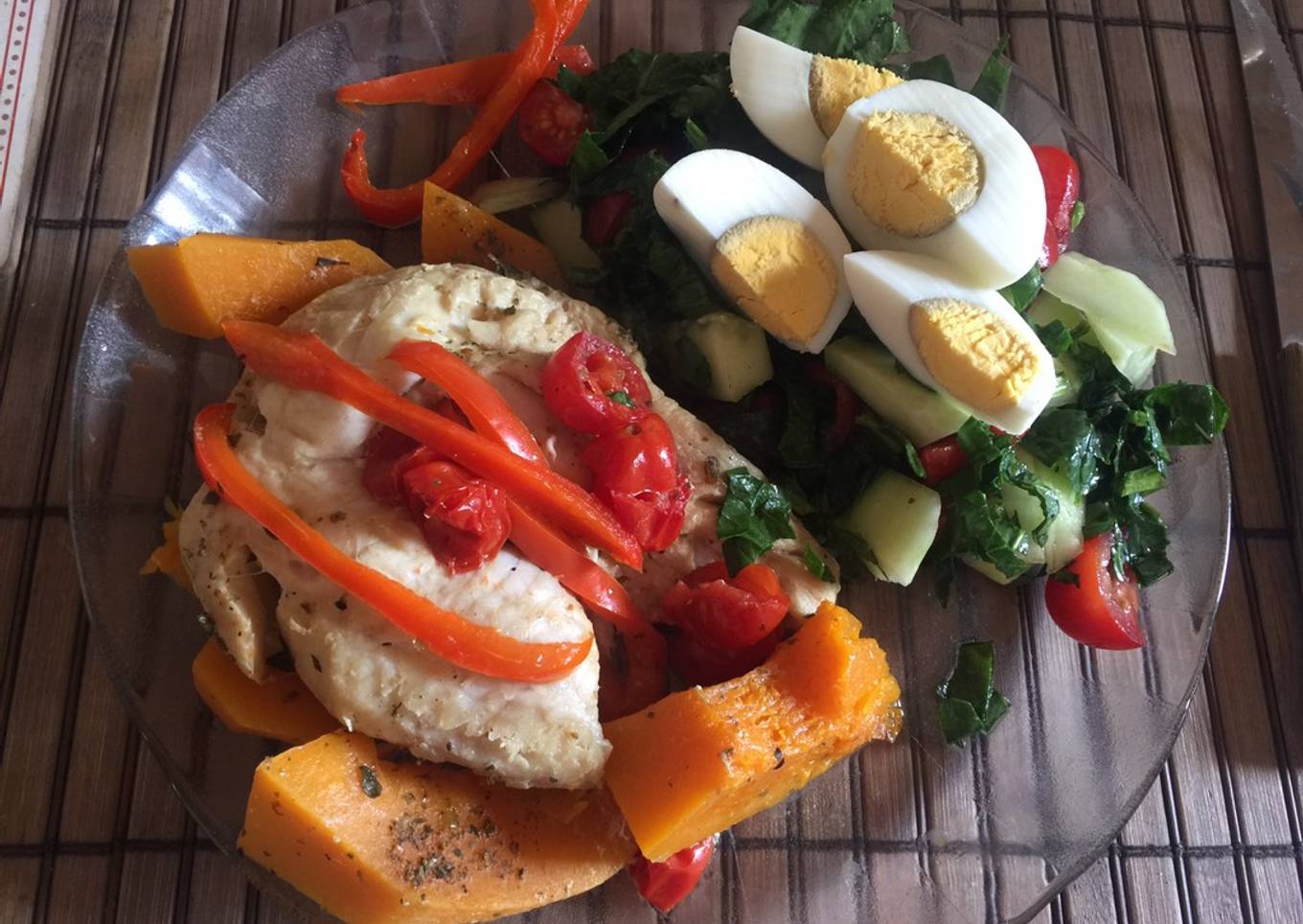 Bife de merluza al horno con calabaza 🥗 🎃