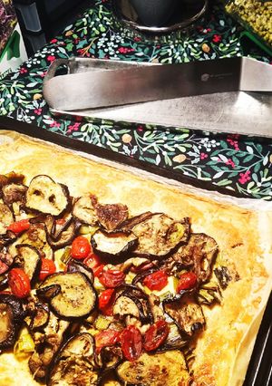 Une photo de ⭐⭐⭐Pizza veggie aux légumes marinés