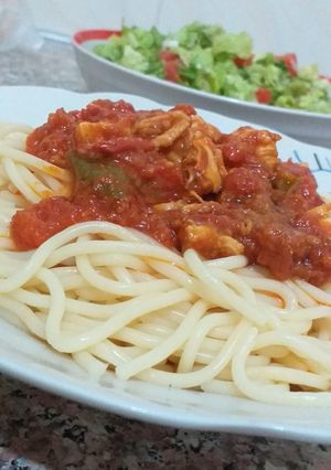 صورة لوصفة سباغيتي بصوص سريع