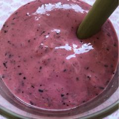 A picture of Berry maca smoothie.