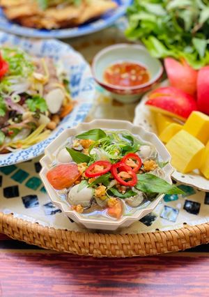 Hình của món Canh Hàu Nấu Rau Răm.