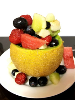 A picture of My Fruit Mix in a Galia Melon Bowl 😎.