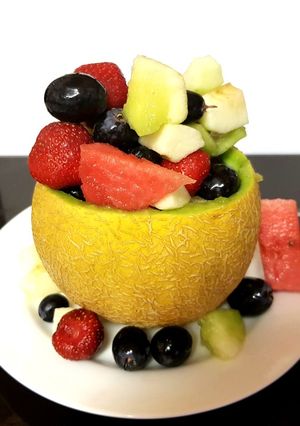 A picture of My Fruit Mix in a Galia Melon Bowl 😎.