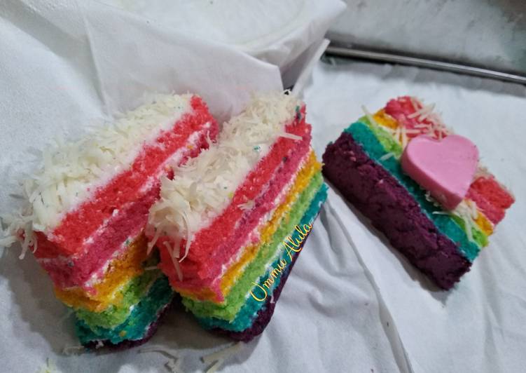 Rainbow Cake Ny.Liem versi Kukus lapis buttercream Lembut Enak
