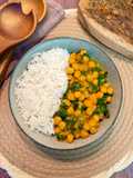 Garbanzos con espinacas, hortalizas y arroz - (Plato de aprovechamiento)