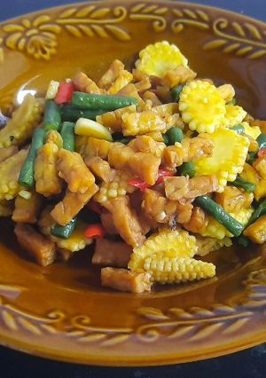 Foto resep Tumis tempe, kacang panjang dan putren