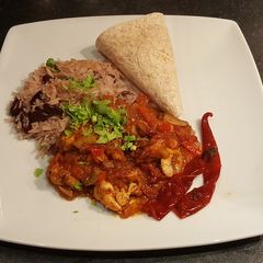 A picture of Almost Jerk Chicken without the coconut.