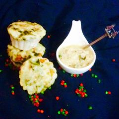 A picture of Layered idli muffins.....Baking.