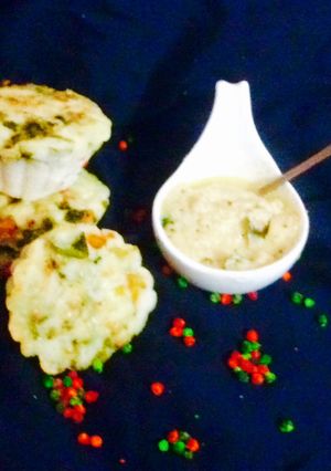 A picture of Layered idli muffins.....Baking.